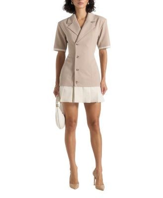 Maniere De Voir Baya Tailored Cinch Pleated Blazer Dress