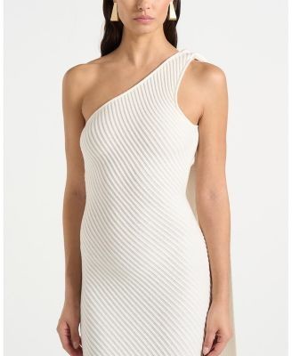 Maniere De Voir Laya Asymmetric Knit Midaxi Dress with Scarf