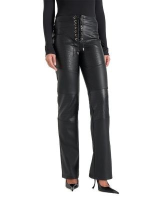 Maniere De Voir Seren Croc Embossed Lace Up Trousers
