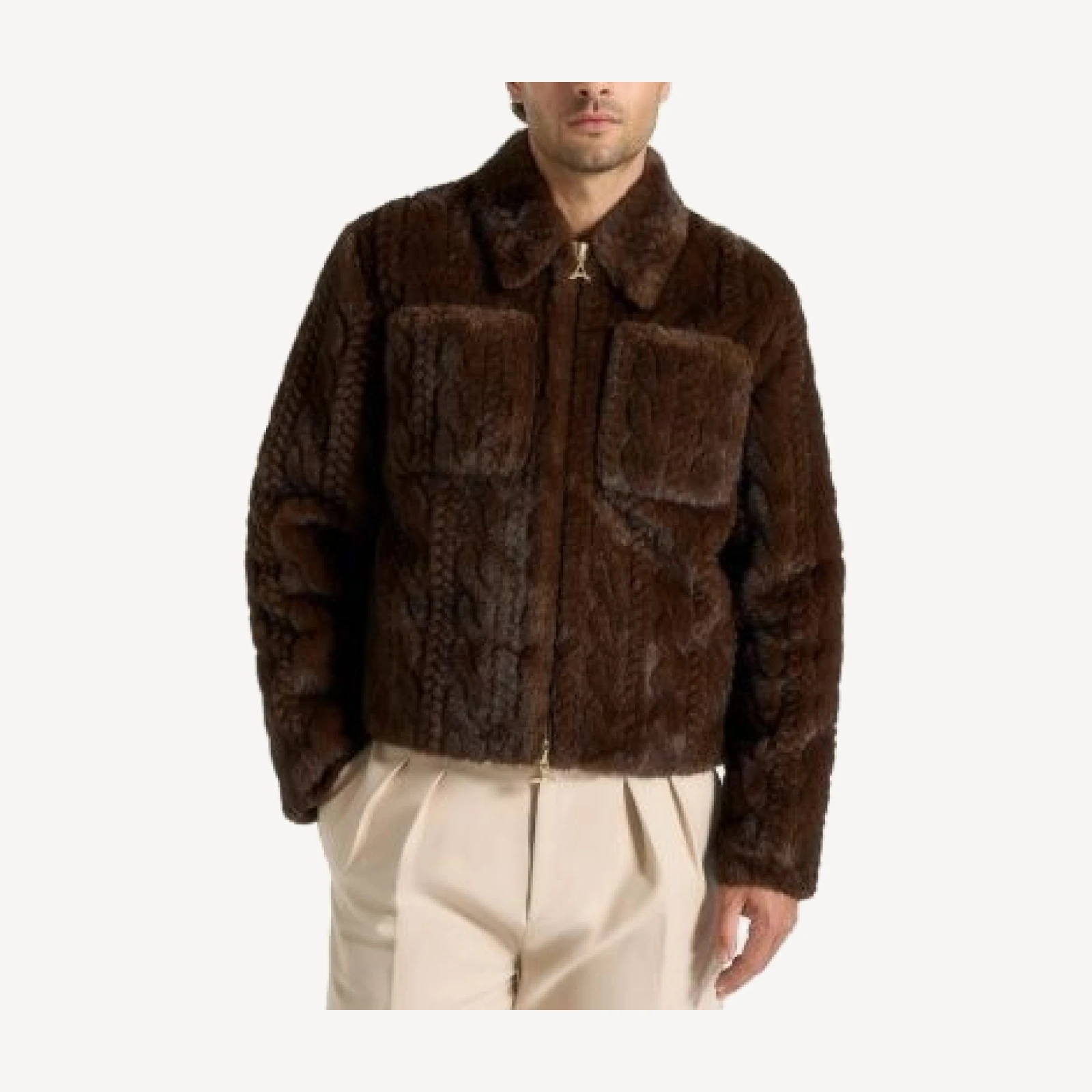 Maniere De Voir David Plush Cable Embossed Jacket