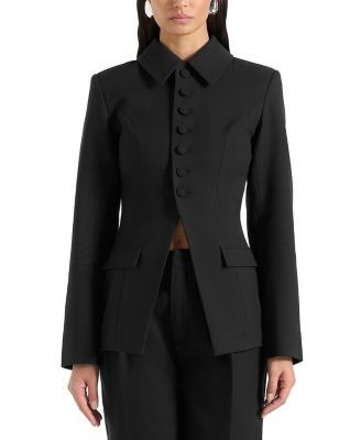Maniere De Voir Harper Tailored Cinch Blazer with Detachable Collar