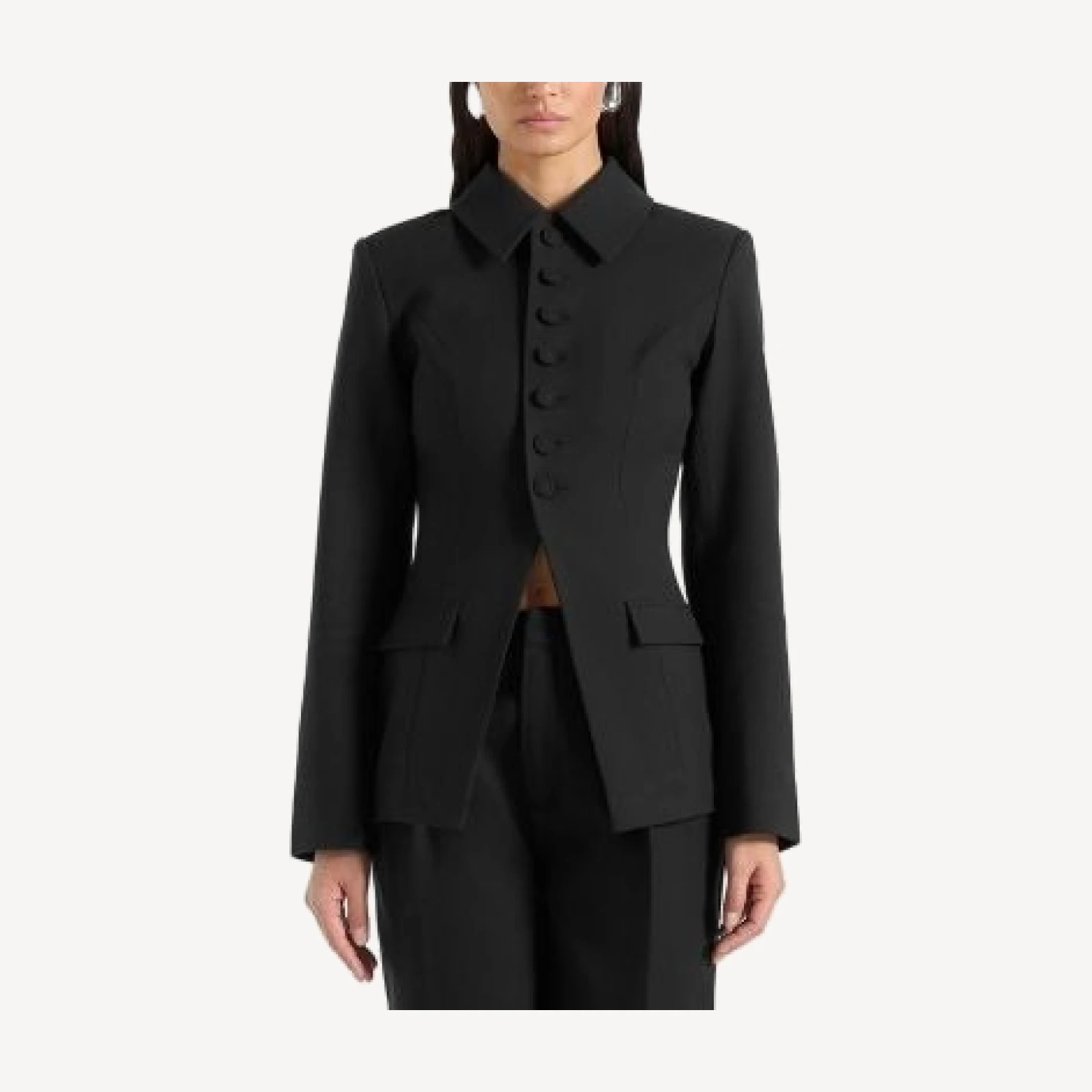 Maniere De Voir Harper Tailored Cinch Blazer with Detachable Collar