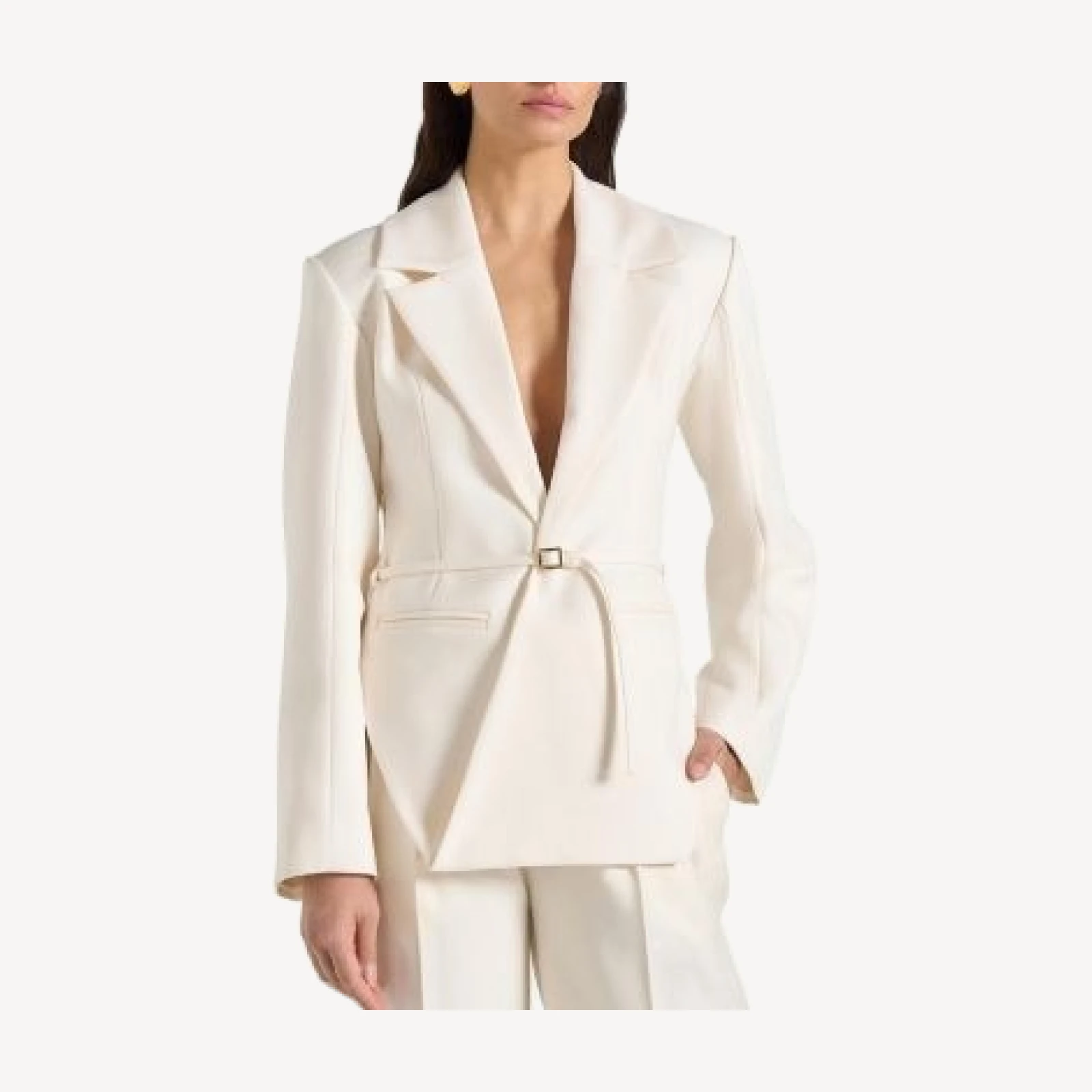 Maniere De Voir Yuna Plunge Blazer with Belt