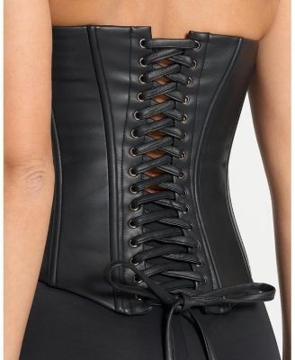 Maniere De Voir Scarlett Leather Lace Up Corset