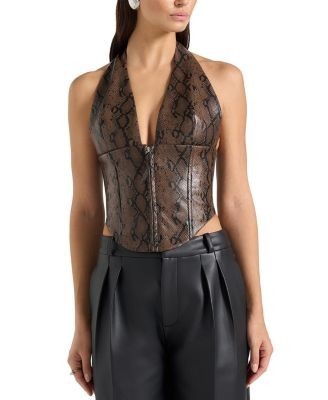 Maniere De Voir Sloane Python Halterneck Corset Top