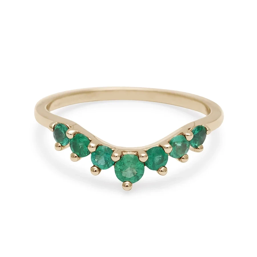 Cosmic Tiara Curve Band - 14k Gold & Emerald