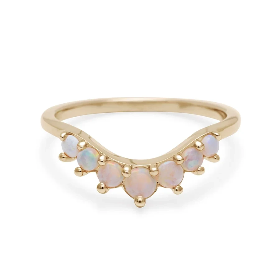 Cosmic Tiara Curve Band - 14k Gold & Opal
