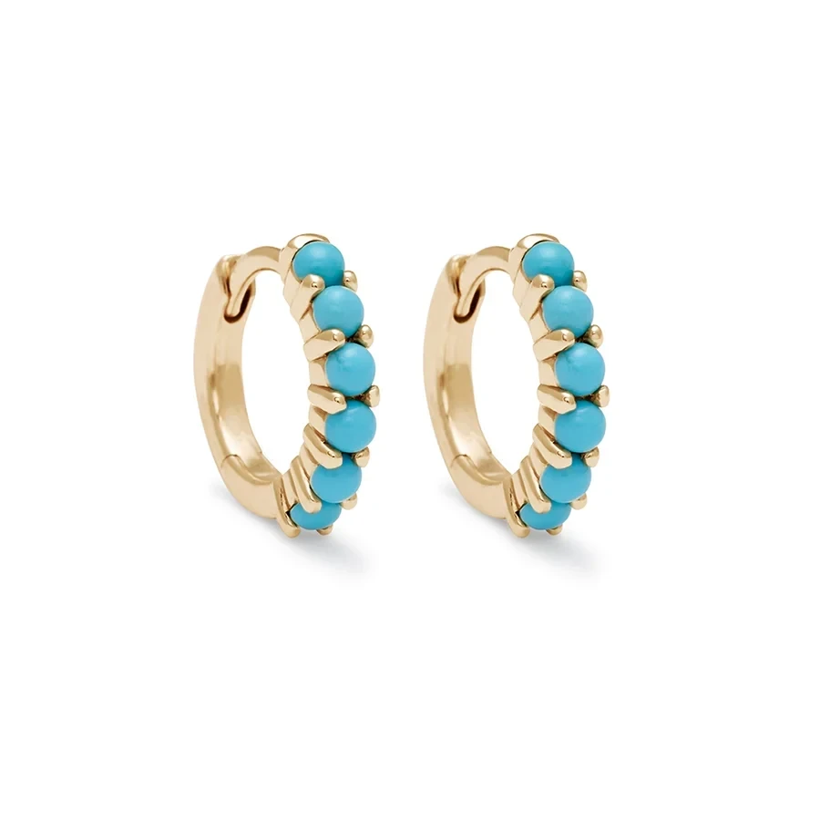 Cosmic Hoop (SINGLE) - 14k Gold & Turquoise