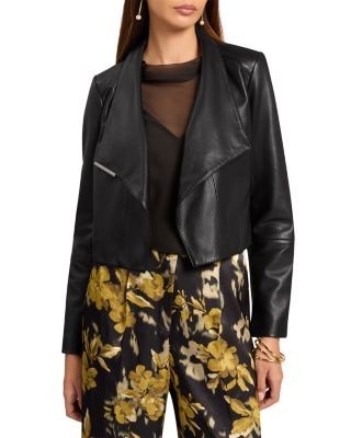 Ted Baker Riyoze Leather Cropped Wrap Jacket