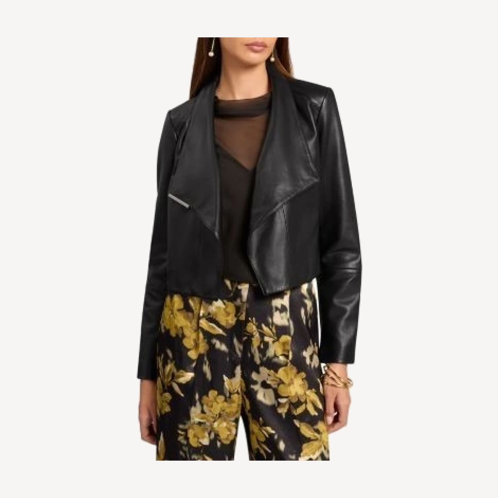Ted Baker Riyoze Leather Cropped Wrap Jacket