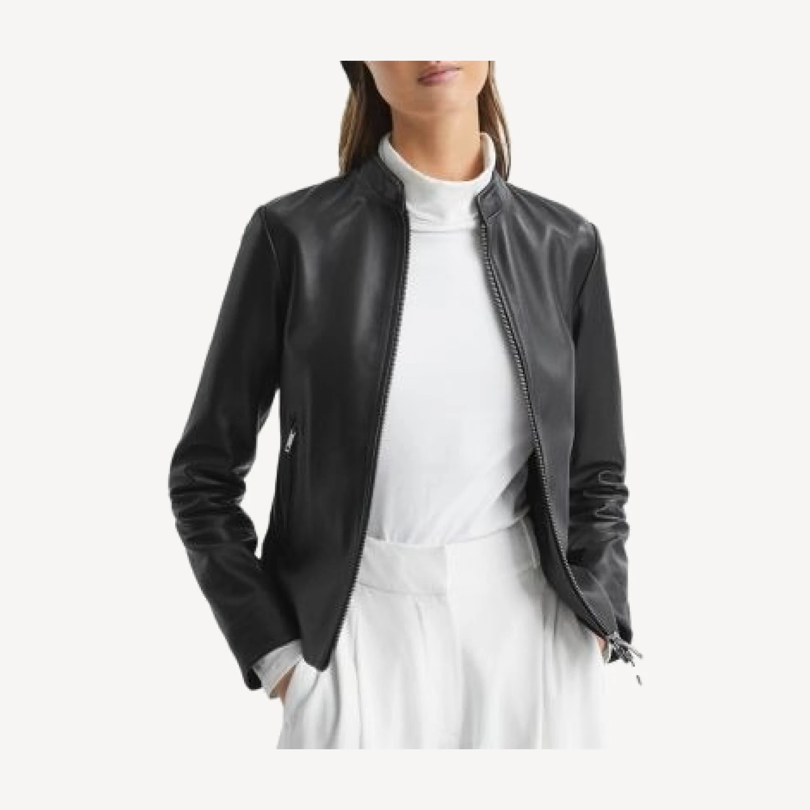 Reiss Allie Leather Biker Jacket