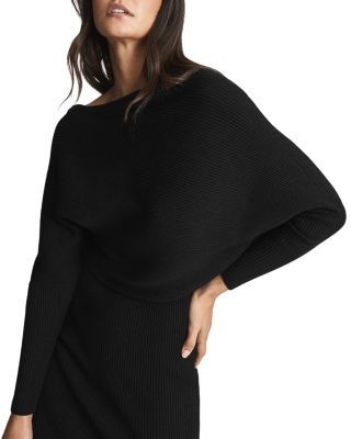 Reiss Lara Off-The-Shoulder Ribbed Midi Dress
