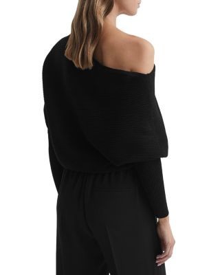 Reiss Lorna Asymmetric Draped Knitted Jumper
