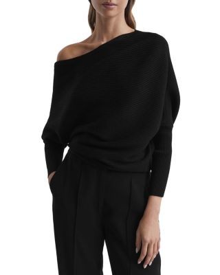 Reiss Lorna Asymmetric Draped Knitted Jumper