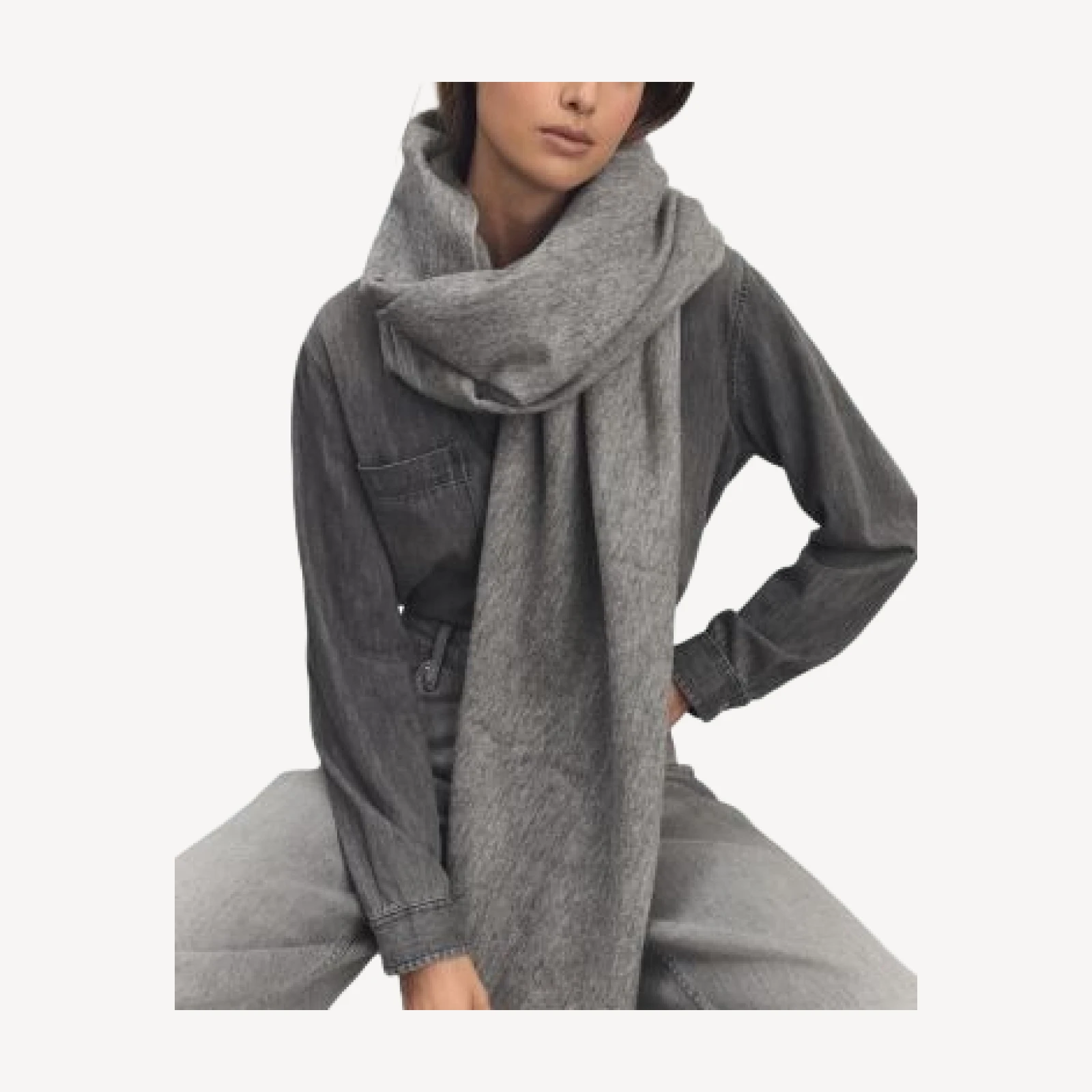 Reiss Wool & Cashmere Fringed Scarf