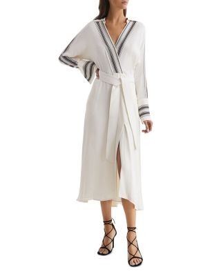 Reiss Nyla Striped Trim Midi Dress