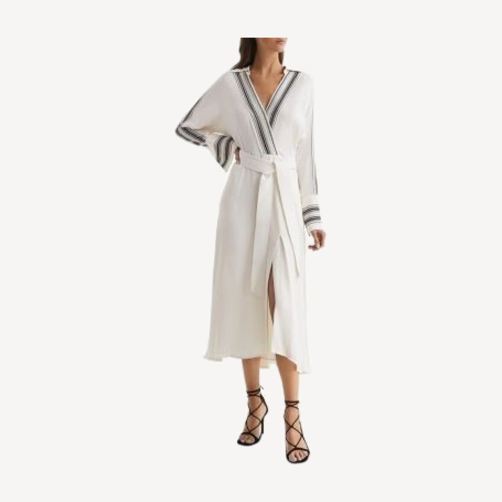 Reiss Nyla Striped Trim Midi Dress