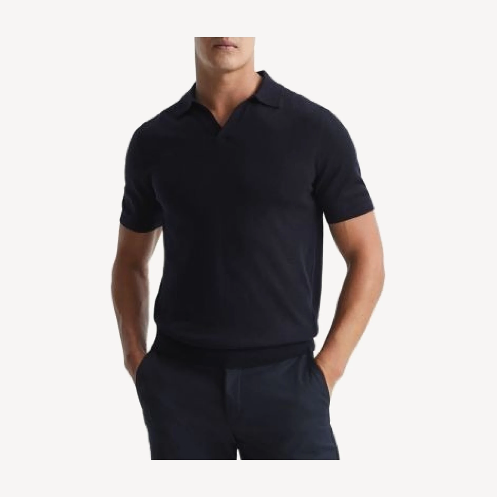 Reiss Duchie Short Sleeve Open Collar Merino Polo Shirt