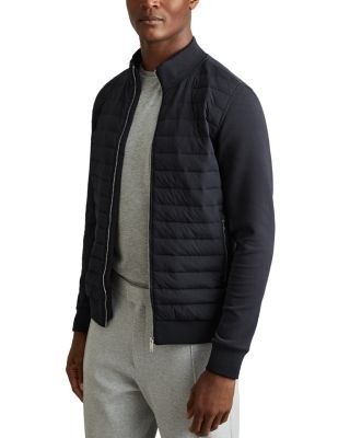 Reiss Freddie Cotton Blend Interlock Quilted Full Zip Jacket