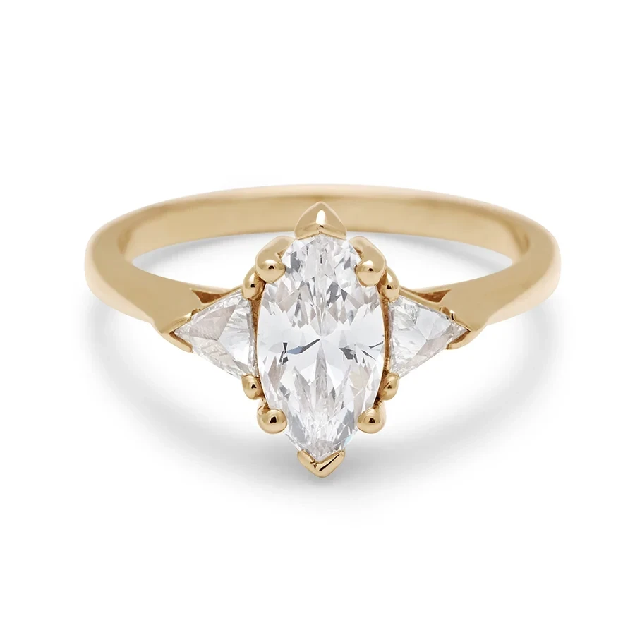 Marquise Bea Ring - 14k Gold & White Diamond