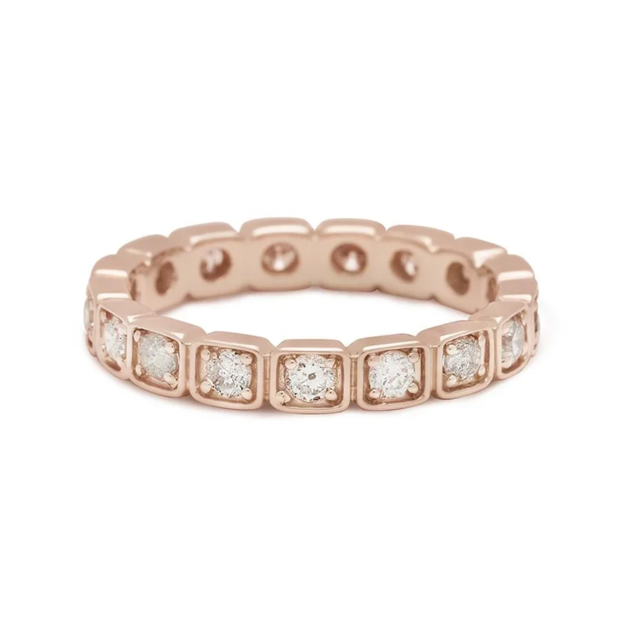 Wheat Eternity Band (3mm) - 14k Gold & White Diamonds