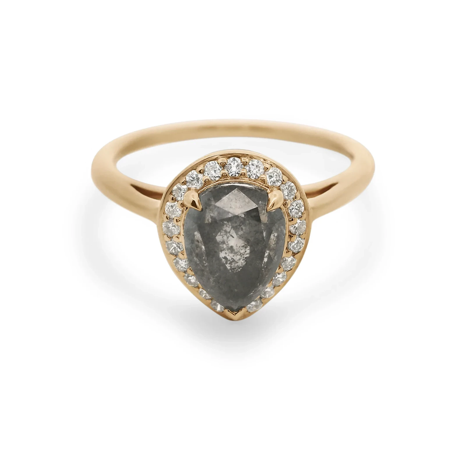Pear Rosette Ring - Yellow Gold & Grey Diamond (1.71ct)