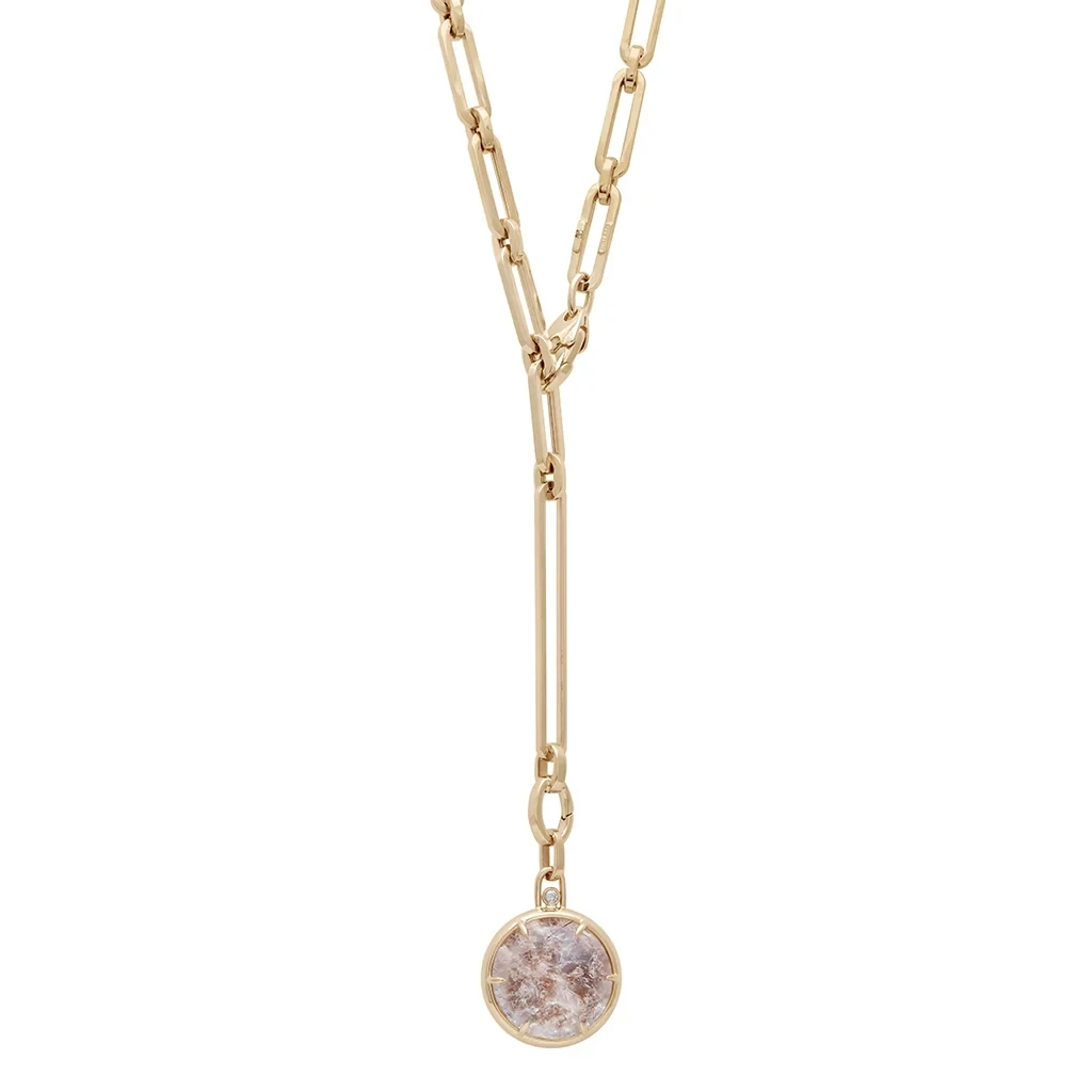 Terra Firma Amulet Pendant Necklace - Yellow Gold, Quartz & Grey Diamonds