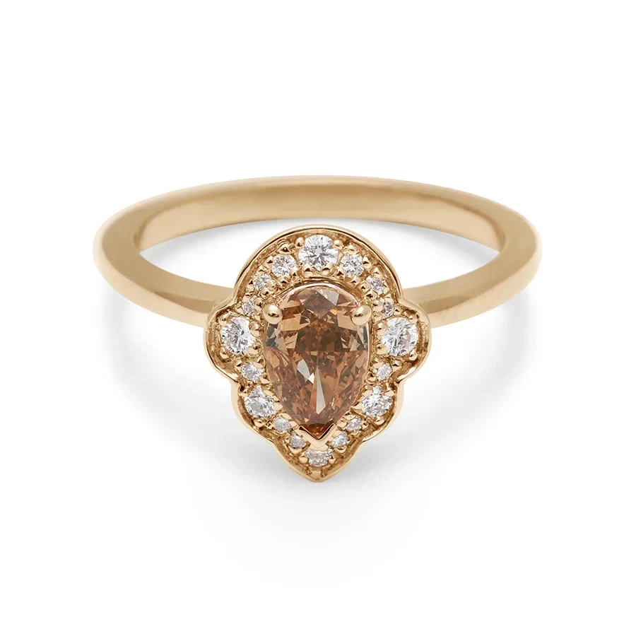 Camellia Petal Ring - Yellow Gold & Champagne Diamond (0.68ct)