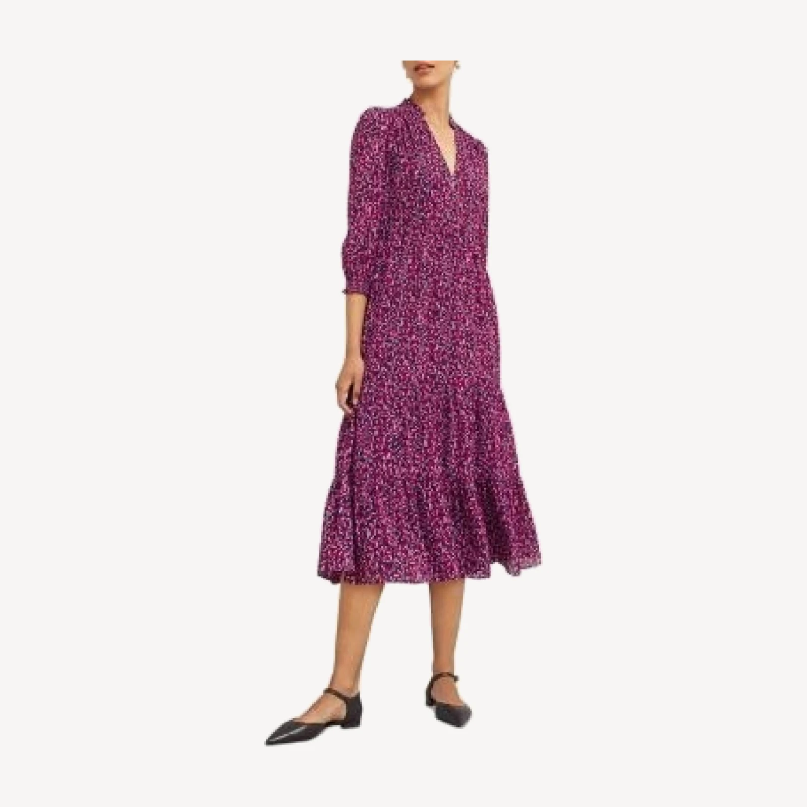 Hobbs London Freda Printed Tiered Midi Dress