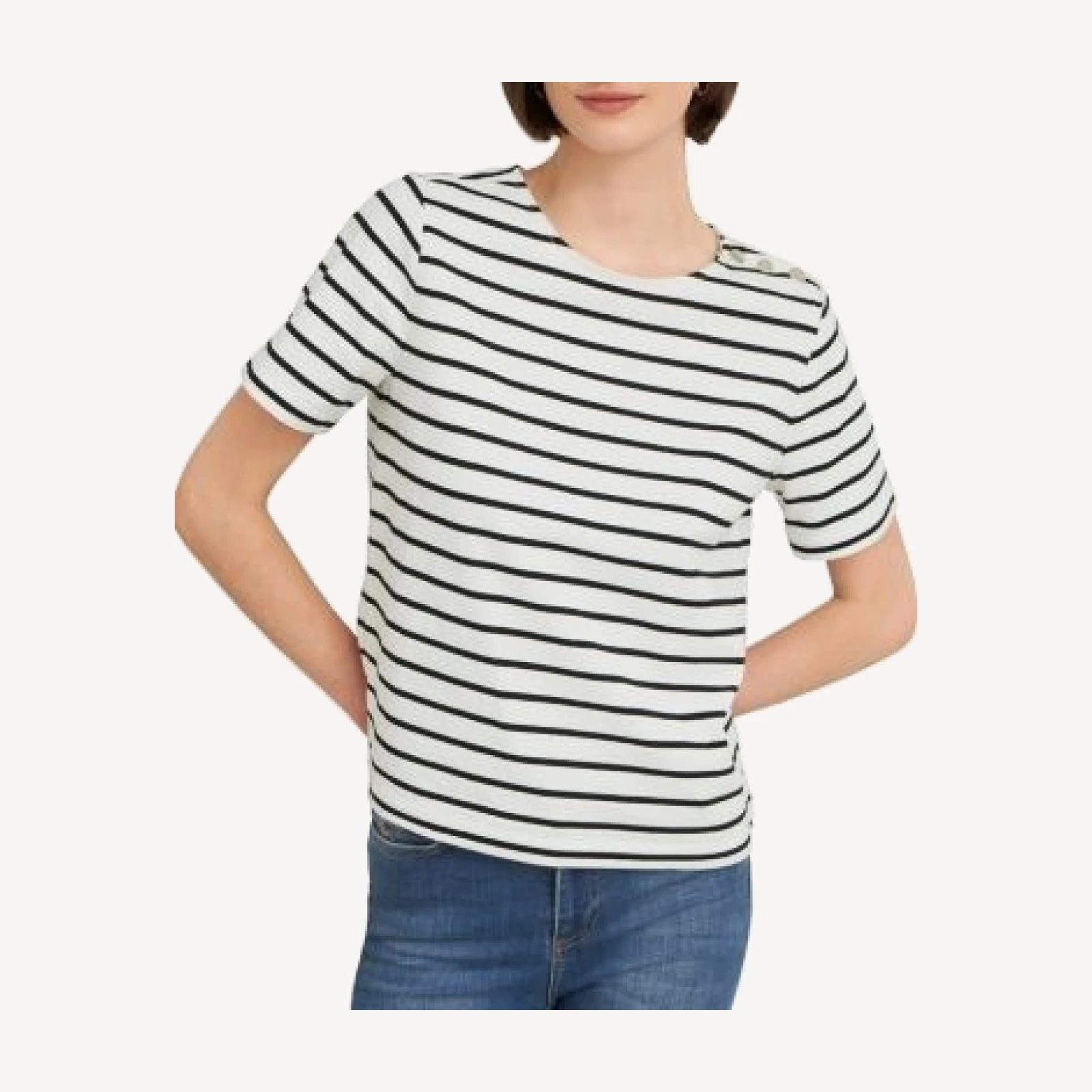 Hobbs London Bethan Striped Crewneck Top