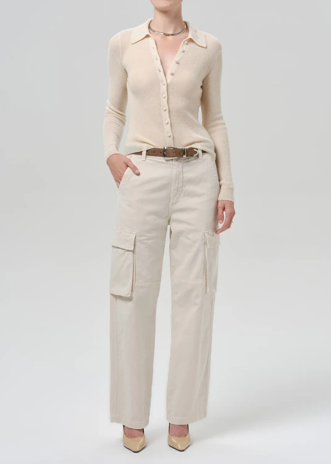 Esme Cargo Trouser in Pale Stone