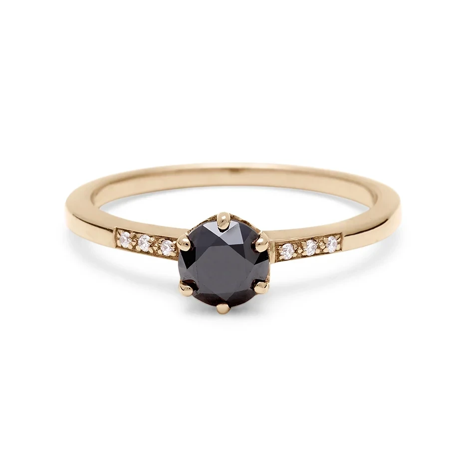 Hazeline Solitaire Ring - Yellow Gold & Black Diamond (.50ct)