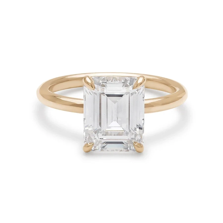Emerald Cut Eleonore Eternity Ring - Yellow Gold & White Diamond (1.50ct)