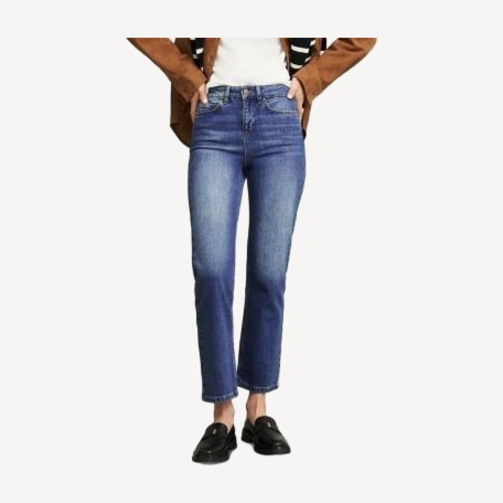 Hobbs London Shea High Rise Straight Leg Jeans in Mid Wash