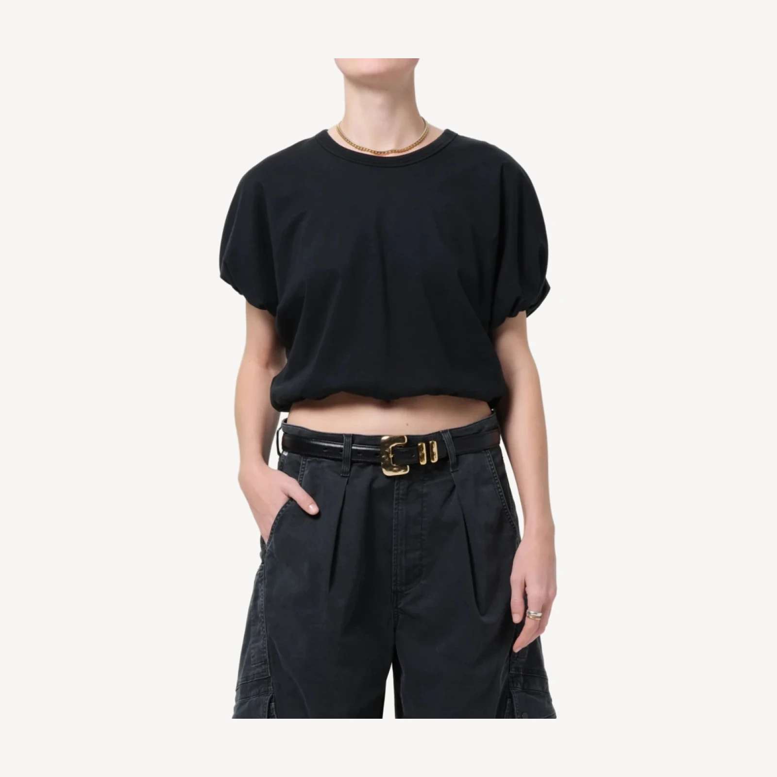 Gia Bubble Tee in Washed Black