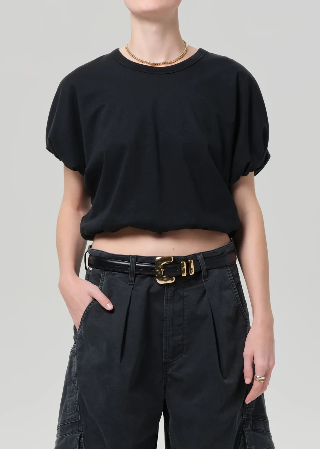 Gia Bubble Tee in Washed Black