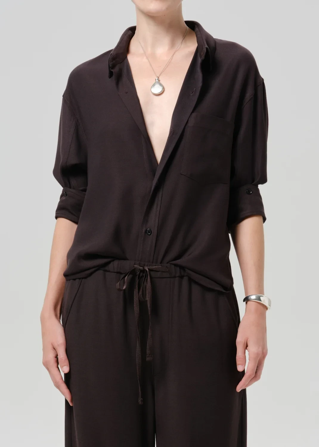 Kayla Portofino Twill Shirt in Brown