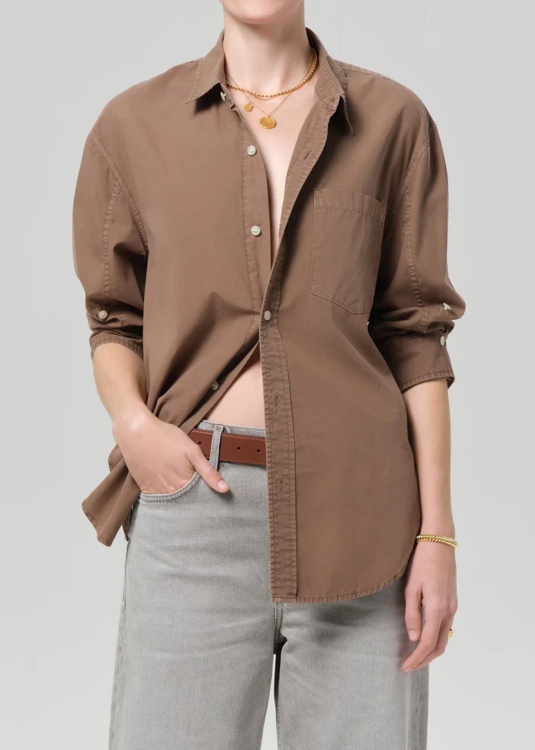 Kayla Poplin Shirt in Cocoa