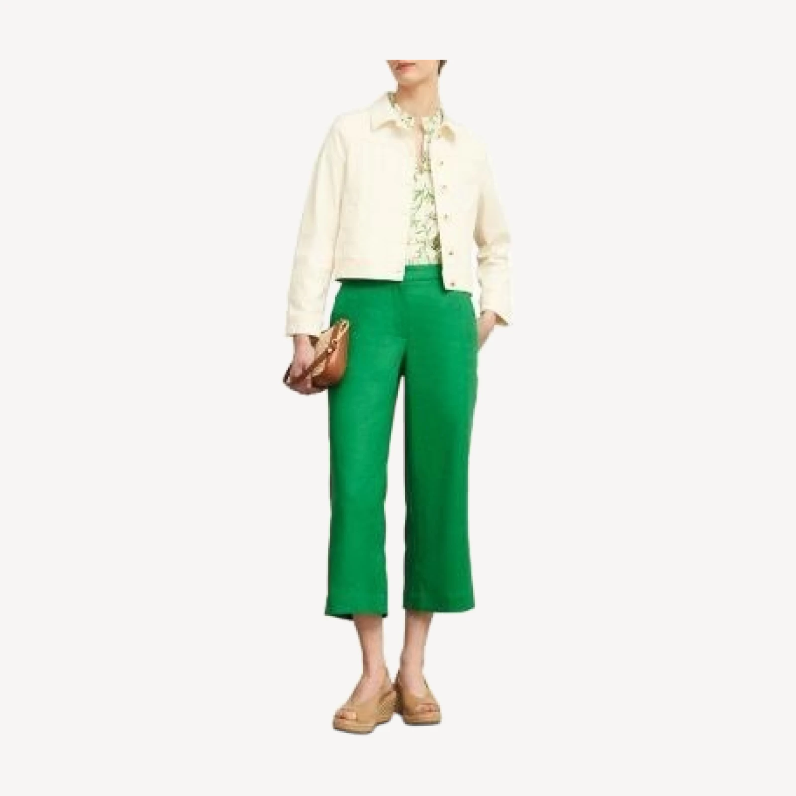 Hobbs London Lillie Linen Cropped Kick Flare Pants