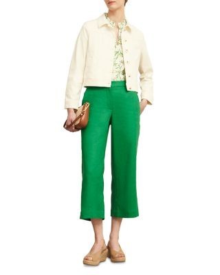 Hobbs London Lillie Linen Cropped Kick Flare Pants