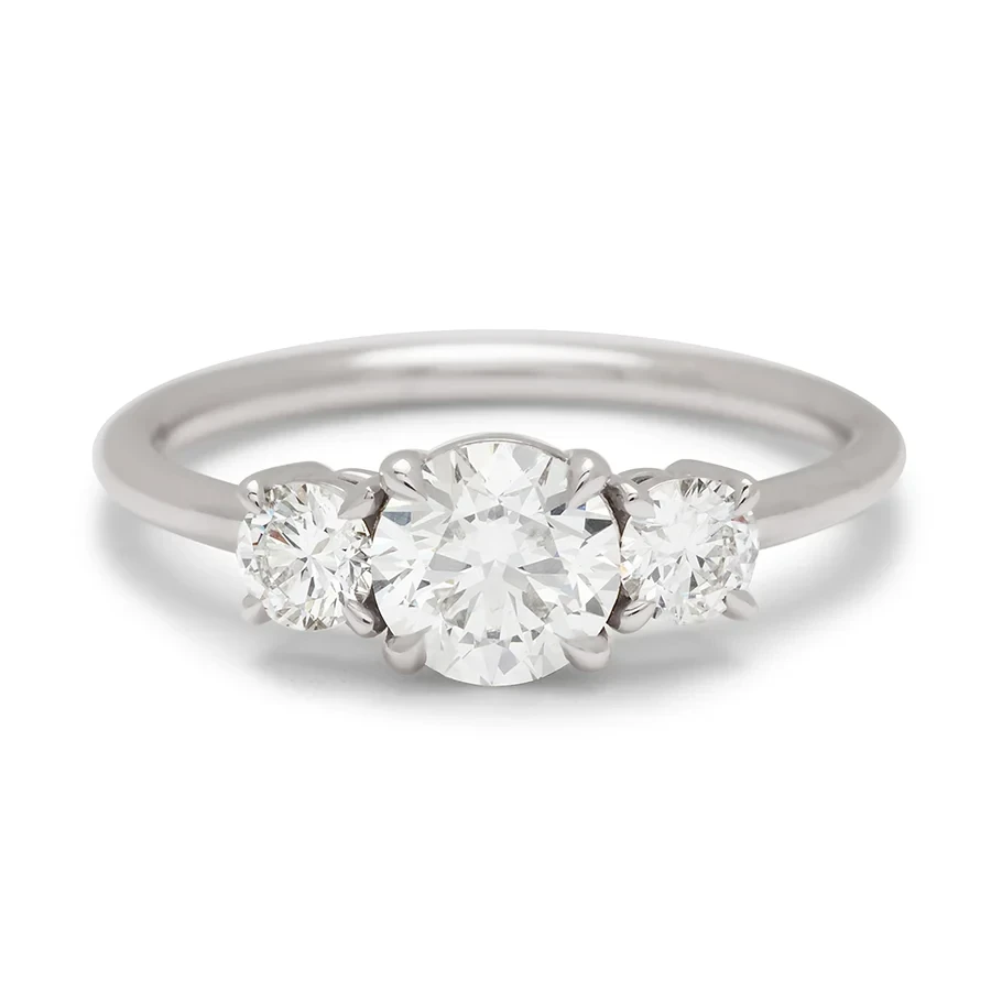 Eleonore Three Stone Ring - White Gold & White Diamond (0.75ct)