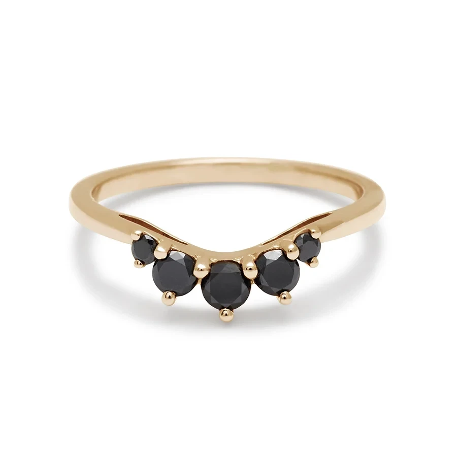 Cosmic Luna Tiara Band - 14k Gold & Black Diamonds