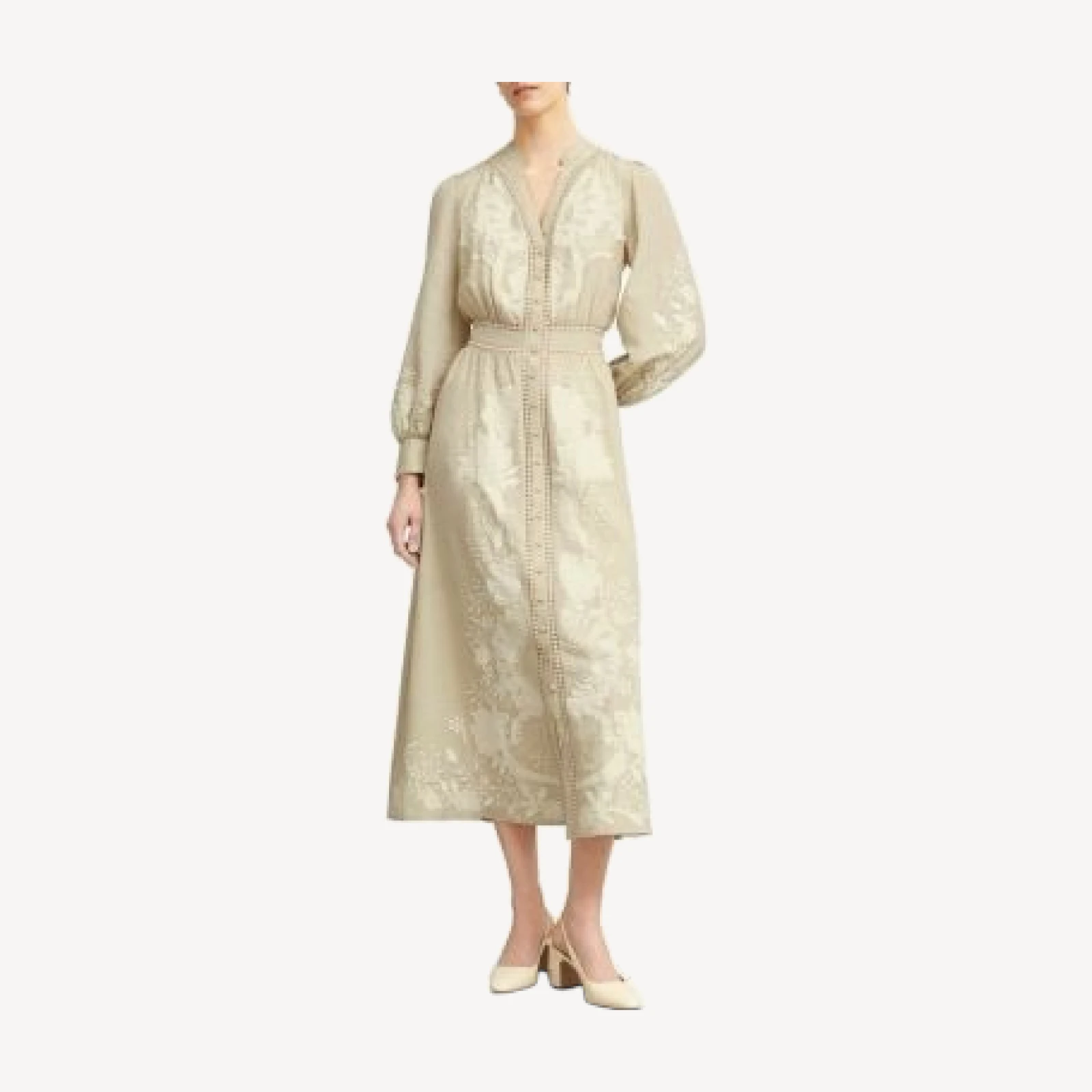 Hobbs London Frida Button Front Lace Trim Dress