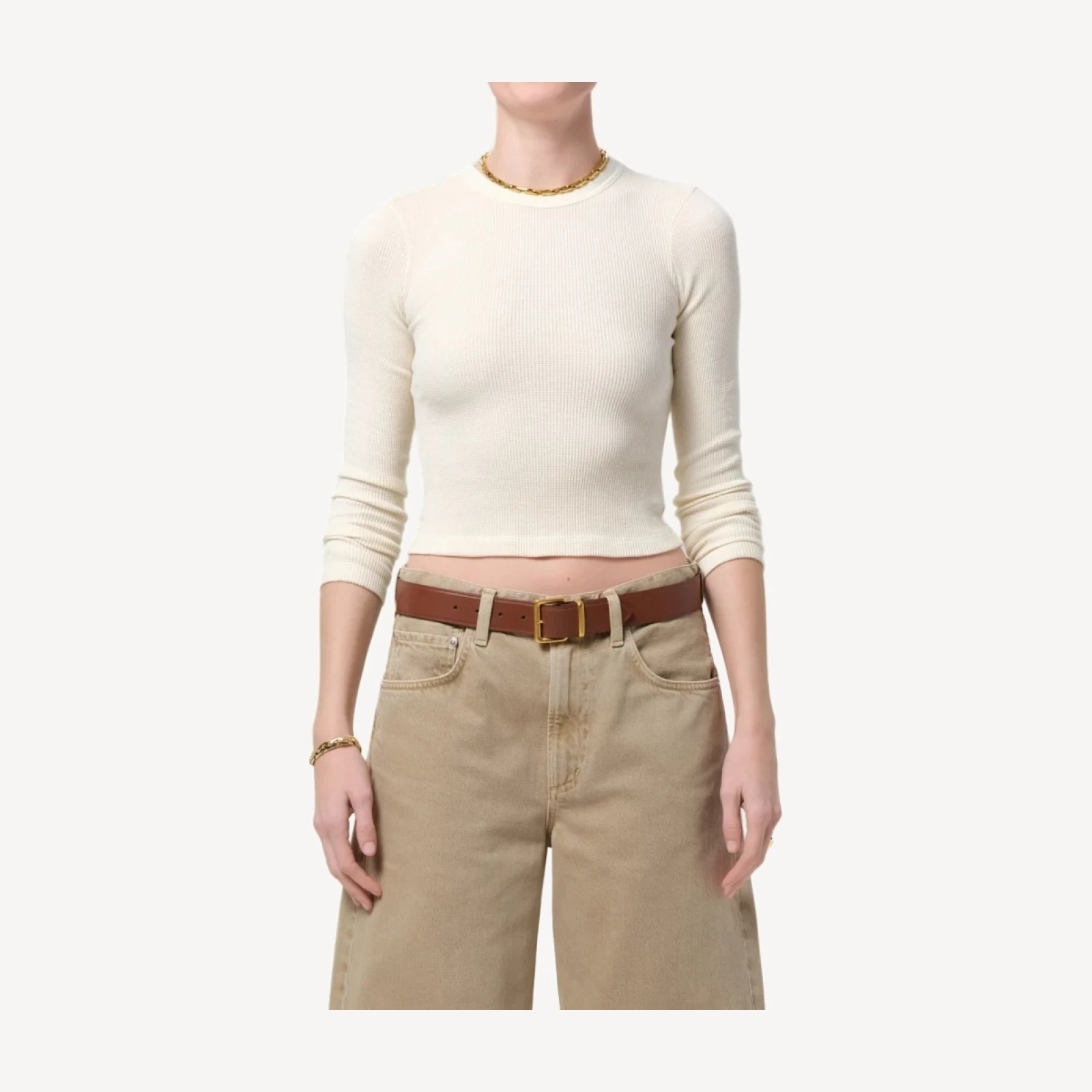 Pilar Waffle Crewneck in Dune