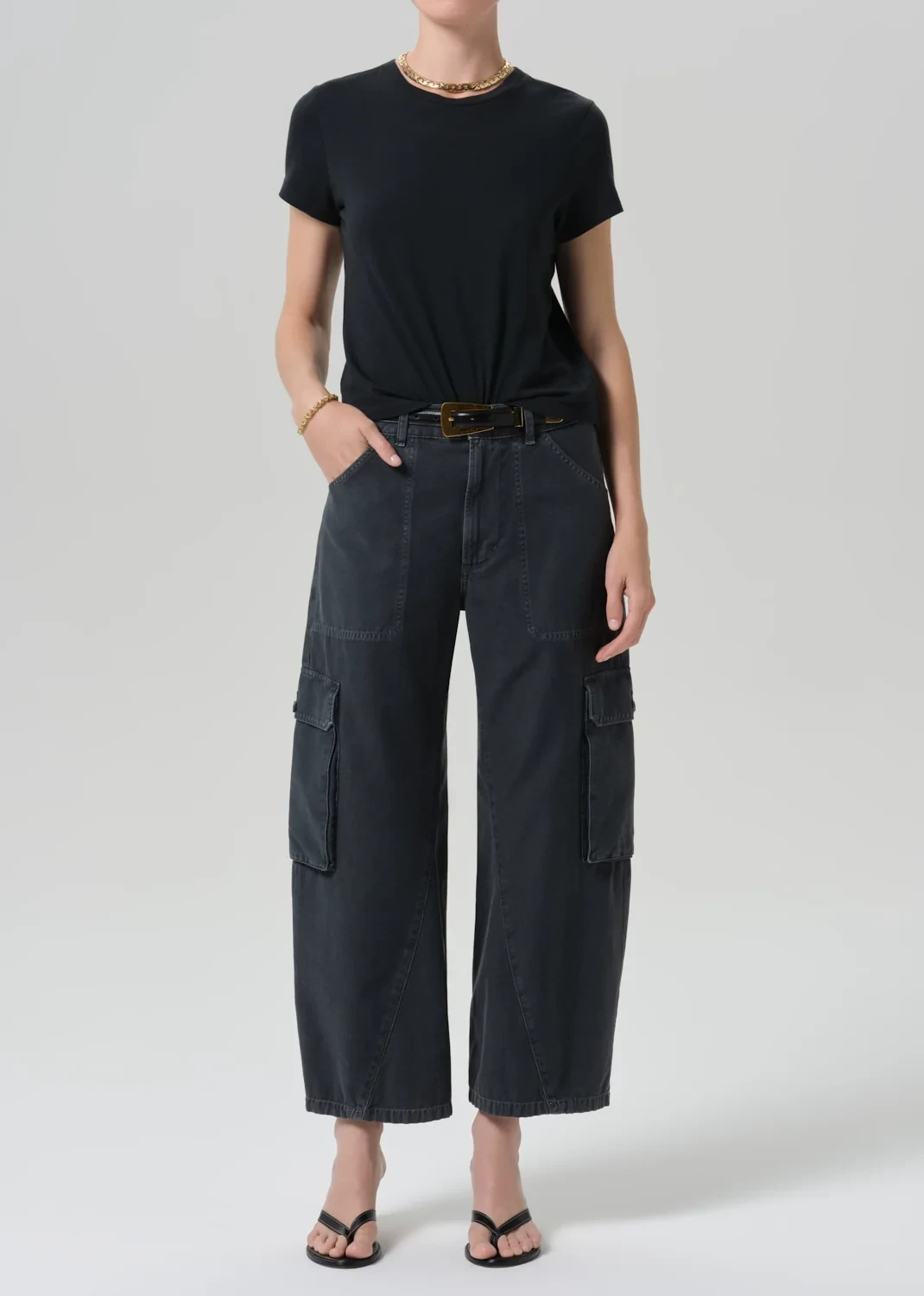 Thassos Twisted Seam Utility Pant in Washed Black