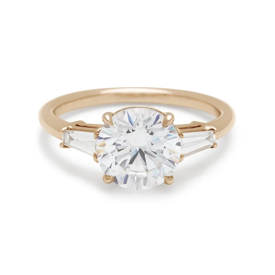 Round Eleonore Tapered Baguette Ring - 14k Gold & White Diamond
