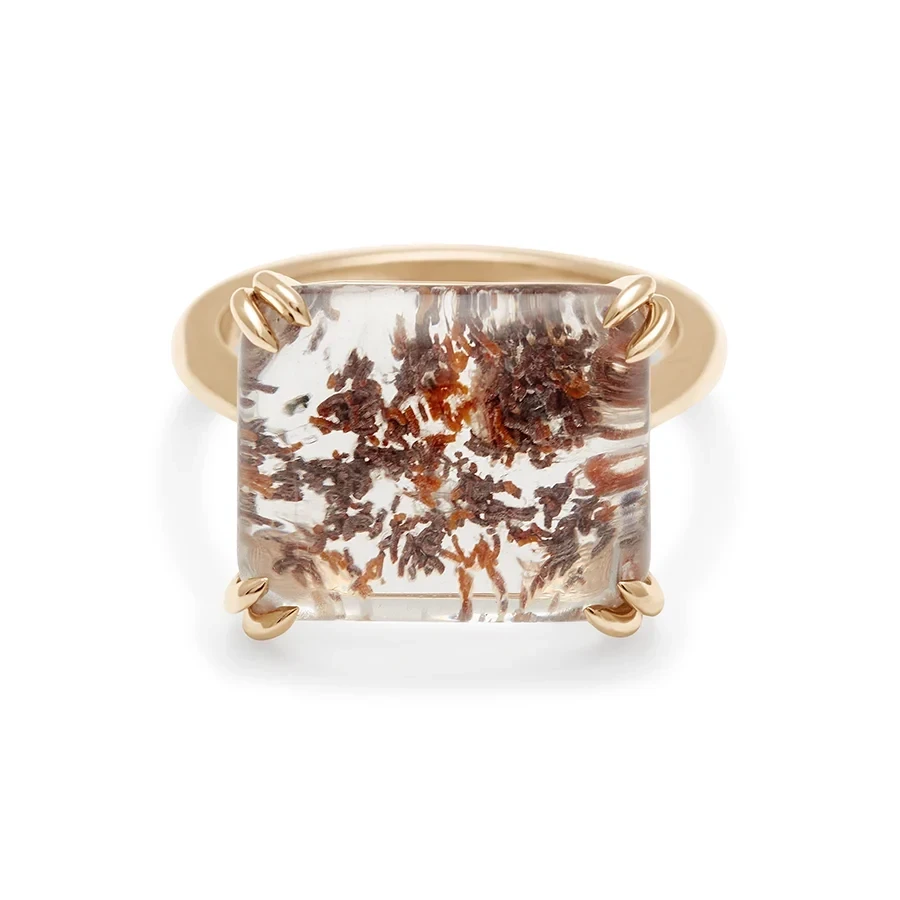 Terra Firma Square Bea Solitaire Ring - Yellow Gold & Quartz