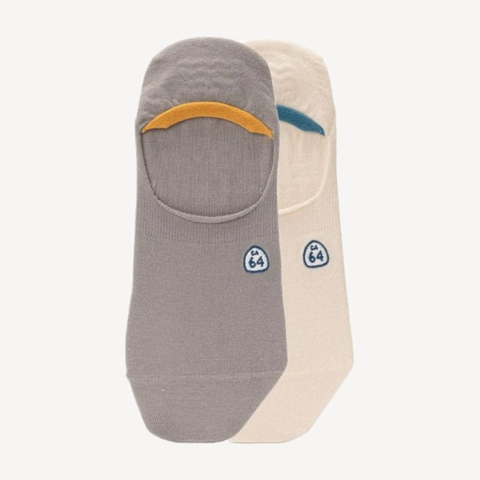 Mens Hideaways No Show Socks 2 Pack - Grey and Sand