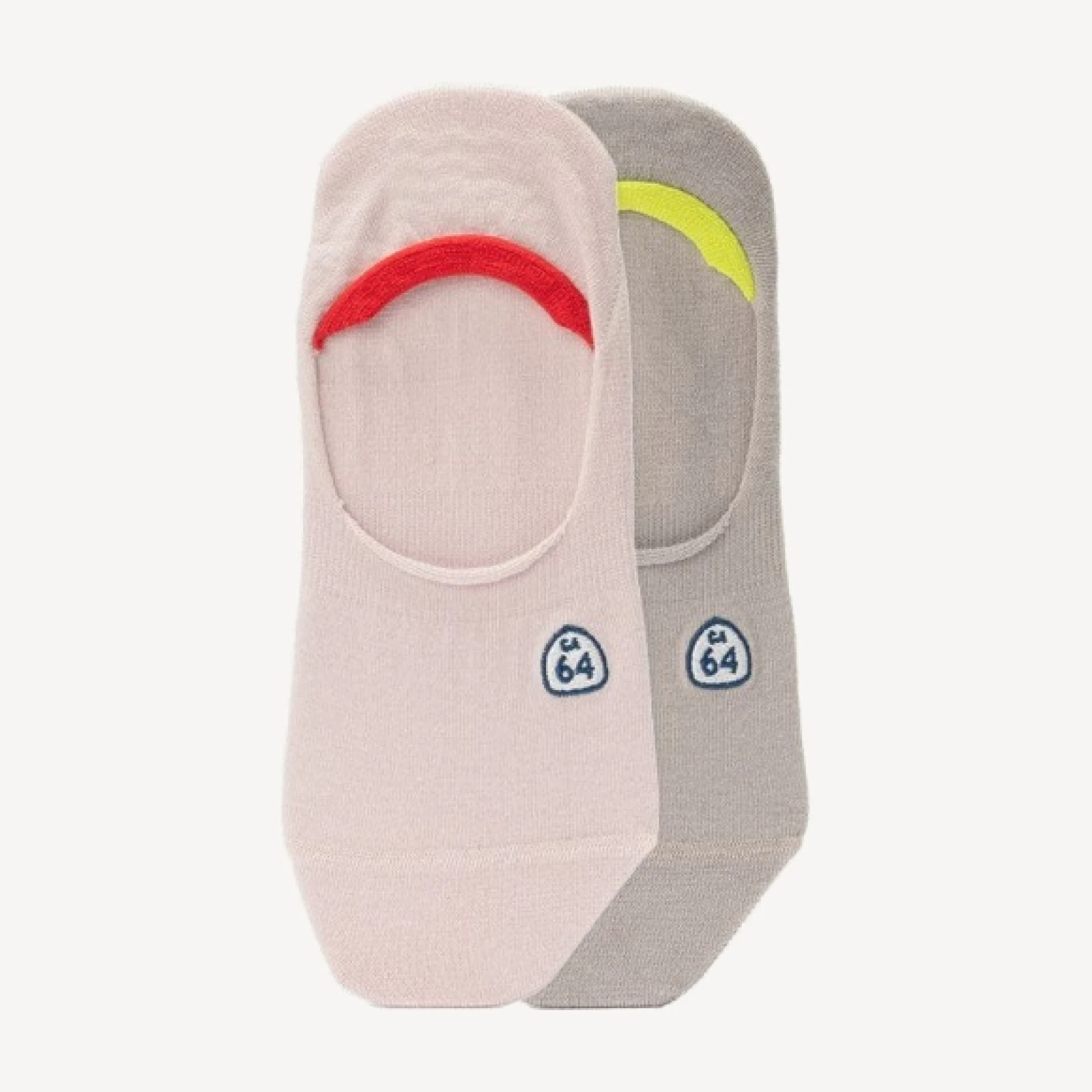 Womens Hideaways No Show Socks 2 Pack - Grey and Pink