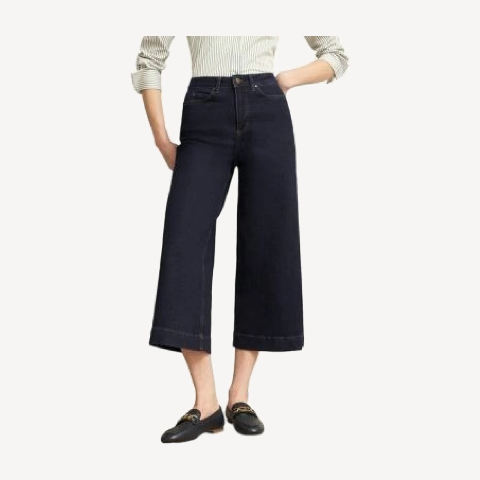 Hobbs London Brinley High Rise Cropped Wide Leg Jeans in Indigo